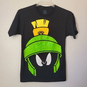 Men's SIX FLAGS "MARVIN THE MARTIAN" SOUVENIR T-shirt SMALL Looney Toons BLACK